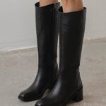 RINA Black Leather Women's High Boots