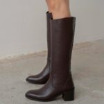 RINA Brown Leather Women's High Boots