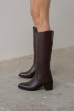 RINA Brown Leather Women's High Boots