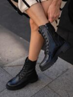 ALEN Black Leather Women's Boot - Image 3