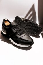 GUARDIAN Black Leather Men's Sneakers - Image 4