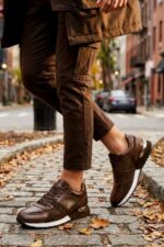 GUARDIAN Brown Leather Men's Sneakers - Image 2
