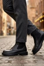 BAZID Black Leather Men's Boots - Image 2