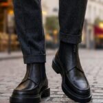 BAZID Black Leather Men's Boots