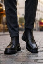 BAZID Black Leather Men's Boots
