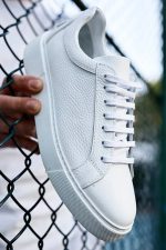 FIERO White Leather Men's Sneakers - Image 2