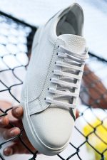 FIERO White Leather Men's Sneakers - Image 3