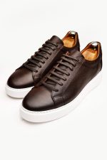 FIERO Brown Leather Men's Sneakers