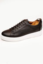 FIERO Brown Leather Men's Sneakers - Image 4