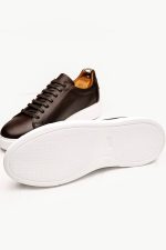 FIERO Brown Leather Men's Sneakers - Image 3