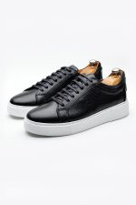 FIERO Black Leather Men's Sneakers - Image 2