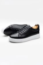 FIERO Black Leather Men's Sneakers - Image 3