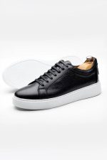 FIERO Black Leather Men's Sneakers - Image 4
