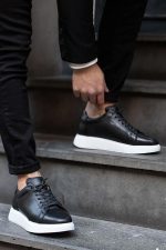 MARINO Black Leather Men's Sneakers - Image 2