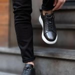 MARINO Black Leather Men's Sneakers