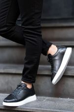 MARINO Black Leather Men's Sneakers - Image 4