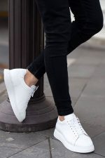 MARINO White Leather Men's Sneakers - Image 3