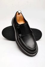 KRASS Black Leather Men's Classic Shoes