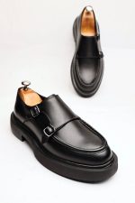 KRASS Black Leather Men's Classic Shoes - Image 3