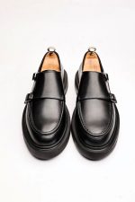 KRASS Black Leather Men's Classic Shoes - Image 4