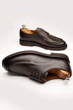 MILAN Brown Leather Men's Classic Shoes - Image 3