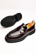 TYLOR Burgundy Patent Leather Men's Classic Shoes - Image 3