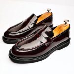 TYLOR Burgundy Patent Leather Men's Classic Shoes