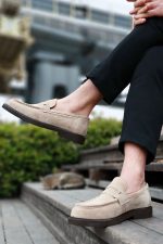 TYLOR Beige Suede Leather Men's Classic Shoes - Image 2