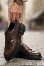 KRASS Brown Leather Men's Classic Shoes