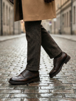 PRESTIJ Brown Leather Men's Classic Shoes - Image 2