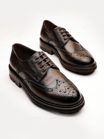 PRESTIJ Brown Leather Men's Classic Shoes - Image 4
