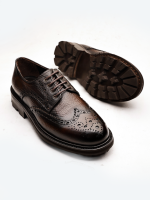PRESTIJ Brown Leather Men's Classic Shoes - Image 6