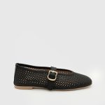 ADELINE Black Leather Women's Ballerina