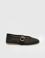 ADELINE Black Leather Women's Ballerina