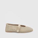 ADELINE Beige Leather Women's Ballerina