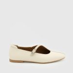 NORA Beige Leather Women's Ballerina