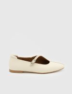 NORA Beige Leather Women's Ballerina