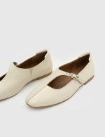 NORA Beige Leather Women's Ballerina - Image 2