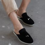 LORA Black Suede Leather Women's Mulle