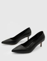 NELIA Black Leather Women's Stiletto - Image 2