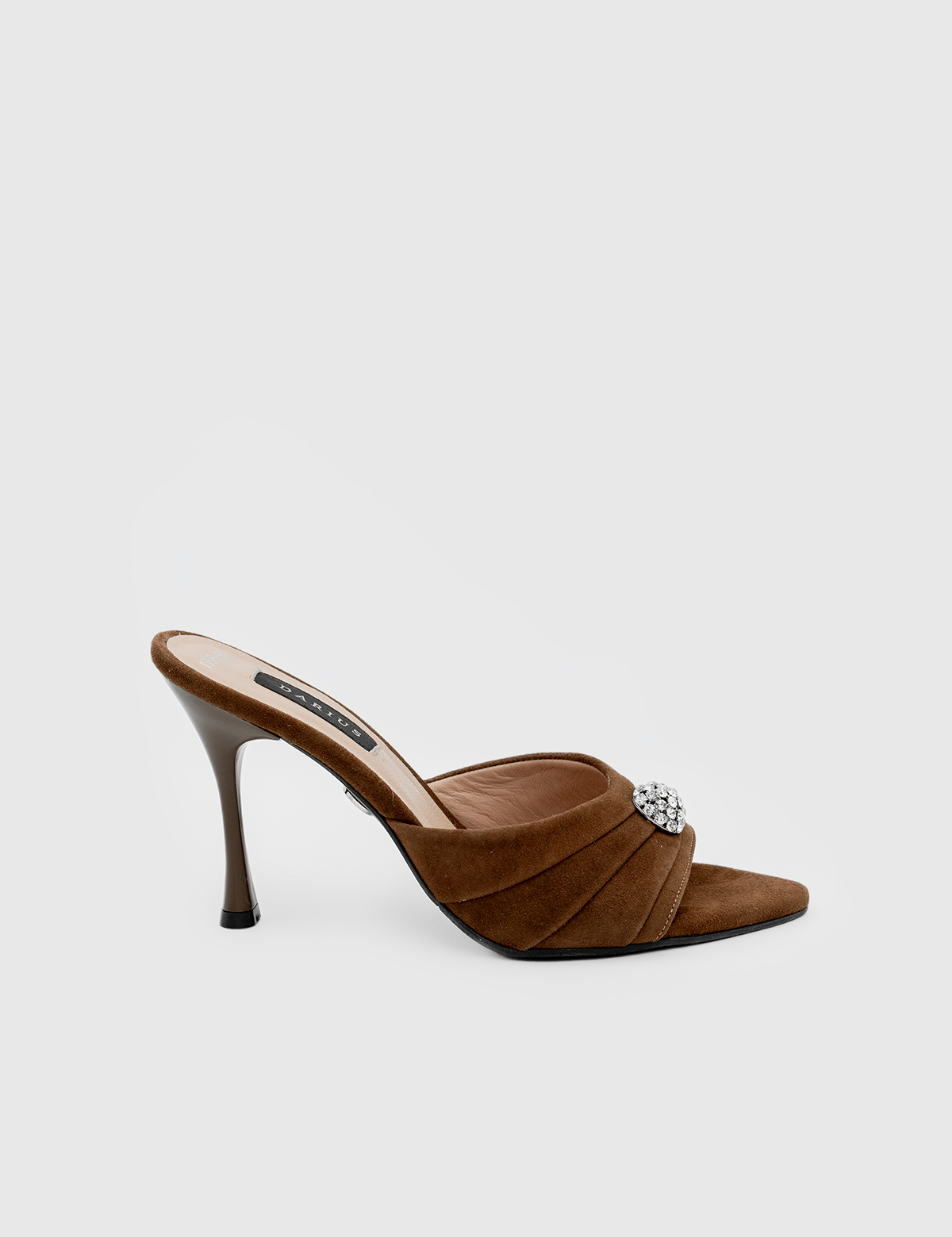 10 MOREA Brown Suede Leather Women's Heeled Slide - Image 1