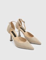 ARMELIS Beige Suede Leather Women's Heeled Sandal - Image 3