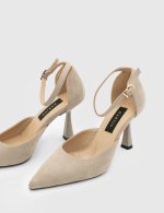 ARMELIS Beige Suede Leather Women's Heeled Sandal - Image 2