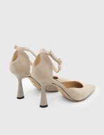 ARMELIS Beige Suede Leather Women's Heeled Sandal - Image 4