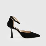 ARMELIS Black Suede Leather Women's Heeled Sandal