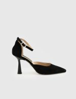ARMELIS Black Suede Leather Women's Heeled Sandal