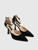 ARMELIS Black Suede Leather Women's Heeled Sandal - Image 3
