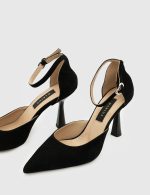ARMELIS Black Suede Leather Women's Heeled Sandal - Image 2