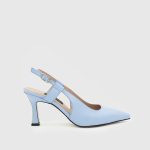 AURORA Blue Leather Women's Heeled Sandal