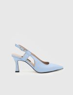 AURORA Blue Leather Women's Heeled Sandal